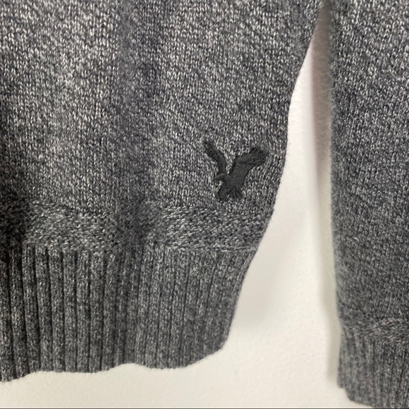 American Eagle Gray Pullover Sweater Men's Small Ribbed Hem & Cuffs Long Sleeve - Picture 5 of 8